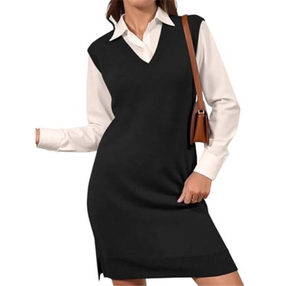 Women's Sleeveless Sweater Vest Loose Midi Dress
